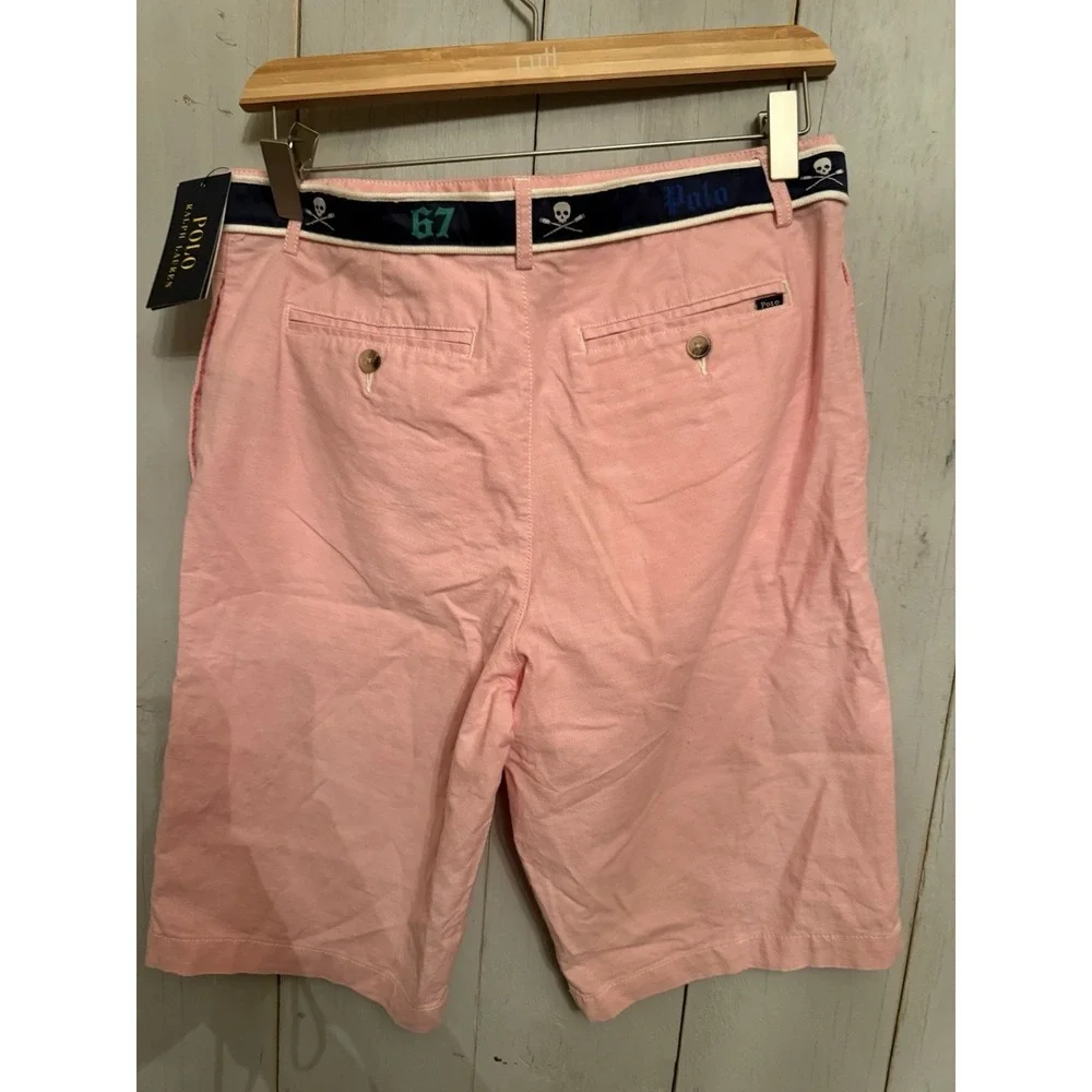 Polo Ralph Lauren 67 Belted Classic Pink Bedford Pony‎ Shorts Boys Sz-20 New